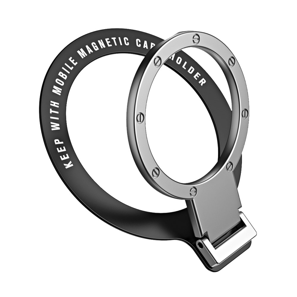 Μεταλλικό Δαχτυλίδι με Μαγνητική Βάση Στήριξης Κινητού και Συμβατό με Φόρτιση MagSafe - Μαύρο