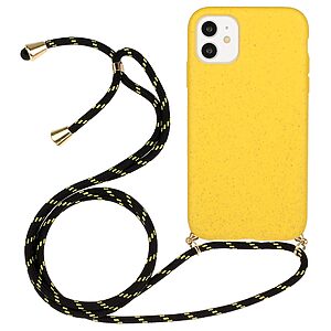 Θήκη iPhone 11 OEM Soft Silicone Sockproof πλάτη με κορδόνι από αντικραδασμικό TPU κίτρινο