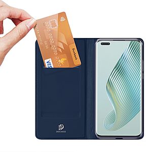 υποδοχή καρτών και μαγνητικό κούμπωμα Flip Wallet από συνθετικό δέρμα και TPU μπλε
