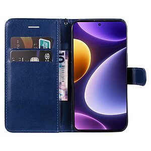 υποδοχές καρτών και μαγνητικό κούμπωμα Flip Wallet από συνθετικό δέρμα μπλε