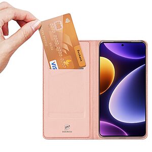 υποδοχή καρτών και μαγνητικό κούμπωμα Flip Wallet από συνθετικό δέρμα και TPU ροζ