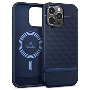 Caseology Parallax Mag by Spigen® Θήκη Σιλικόνης MagSafe για iPhone 14 Pro Max: Προστασία Κάμερας με Πιστοποίηση Αντοχής MIL-STD 810G-516.6 - Midnight Blue