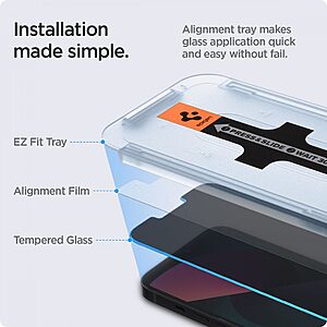 Spigen® Tempered Glas.tR "EZ FIT" Γυαλί Προστασίας οθόνης [x2.Σετ] για iPhone 13 Pro Max - Privacy [Προστασία Ιδιωτικότητας] - Image 3