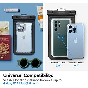 Spigen® A601 Universal - Έξυπνη Αδιάβροχη Θήκη | Πιστοποίηση IPX8 | Αντοχή έως 30m | Επιπλέει για ασφάλεια | Συμβατή έως 6.9" - Black - Image 9