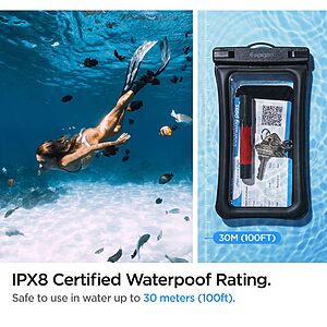 Spigen® A610 Universal - Έξυπνη Αδιάβροχη Θήκη [x2.Σετ] | Πιστοποίηση IPX8 | Αντοχή έως 30m | Επιπλέει για ασφάλεια | Συμβατή έως 6.9" - Black - Image 8