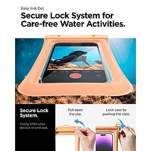 Spigen® A610 Universal - Έξυπνη Αδιάβροχη Θήκη | Πιστοποίηση IPX8 | Αντοχή έως 30m | Επιπλέει για ασφάλεια | Συμβατή έως 6.9" - Apricot - Image 6