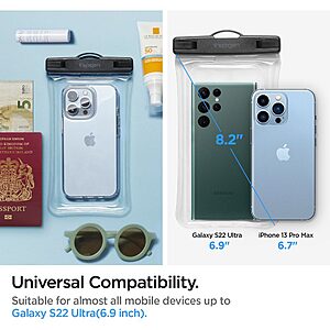 Spigen® A610 Universal - Έξυπνη Αδιάβροχη Θήκη | Πιστοποίηση IPX8 | Αντοχή έως 30m | Επιπλέει για ασφάλεια | Συμβατή έως 6.9" - Crystal Clear - Image 6