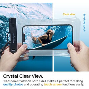 Spigen® A610 Universal - Έξυπνη Αδιάβροχη Θήκη | Πιστοποίηση IPX8 | Αντοχή έως 30m | Επιπλέει για ασφάλεια | Συμβατή έως 6.9" - Crystal Clear - Image 7