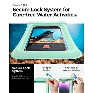 Spigen® A610 Universal - Έξυπνη Αδιάβροχη Θήκη | Πιστοποίηση IPX8 | Αντοχή έως 30m | Επιπλέει για ασφάλεια | Συμβατή έως 6.9" - Mint - Image 6