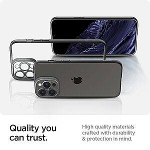 Spigen® Optik Crystal Θήκη για iPhone 13 Pro: Ειδική TPU Δομή για Απορρόφηση Κραδασμών, Προστασία Φακού Κάμερας - Chrome Grey - Image 10