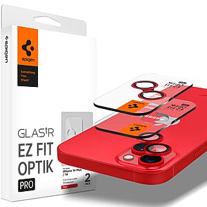 Spigen® Optik Pro Προστατευτικό Γυαλί Κάμερας [x2.Σετ] "EZ FIT" για iPhone 14 / 14 Plus - Red