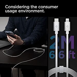 Spigen® PB2200 Arcwire - Εύκαμπτο και Ανθεκτικό Καλώδιο | USB-C/Lightning | Power Delivery | Πιστοποίηση MFi από Apple | Ενισχυμένος Αλουμινένιος Σύνδεσμος | 2.0m - Image 5