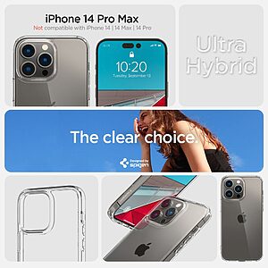 Spigen® Ultra Hybrid για iPhone 14 Pro Max: Θήκη από TPU & Πολυκαρμπονικό με Πιστοποίηση Αντοχής MIL-STD 810G-516.6 - Crystal Clear - Image 8