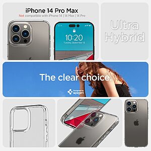 Spigen® Ultra Hybrid για iPhone 14 Pro Max: Θήκη από TPU & Πολυκαρμπονικό με Πιστοποίηση Αντοχής MIL-STD 810G-516.6 - Frost Clear - Image 8