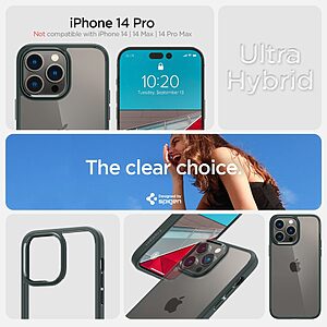 Spigen® Ultra Hybrid για iPhone 14 Pro: Θήκη από TPU & Πολυκαρμπονικό με Πιστοποίηση Αντοχής MIL-STD 810G-516.6 - Abyss Green - Image 8