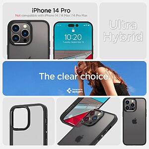 Spigen® Ultra Hybrid για iPhone 14 Pro: Θήκη από TPU & Πολυκαρμπονικό με Πιστοποίηση Αντοχής MIL-STD 810G-516.6 - Frost Black - Image 8