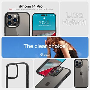 Spigen® Ultra Hybrid για iPhone 14 Pro: Θήκη από TPU & Πολυκαρμπονικό με Πιστοποίηση Αντοχής MIL-STD 810G-516.6 - Matte Black - Image 8