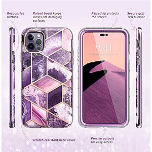 SUPCASE® Cosmo Θήκη για iPhone 14 Pro Max: Με Πλαίσιο Προστασίας Οθόνης, Λεπτή, Συνθετική και Αντοχή στις Πτώσεις Στρατιωτικού Προτύπου (MIL STD 810G 516.6) - Purple Marble - Image 6