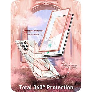 SUPCASE® Cosmo Θήκη για Samsung Galaxy S22 Ultra: Με Πλαίσιο Προστασίας Οθόνης, Λεπτή, Συνθετική και Αντοχή στις Πτώσεις Στρατιωτικού Προτύπου (MIL STD 810G 516.6) - Pink Marble - Image 7