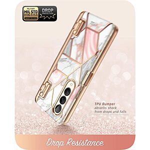 SUPCASE® Cosmo Θήκη για Samsung Z Fold4 5G: Με Προστασίας Οθόνης, Υποδοχή S-Pen, Λεπτή, Συνθετική και Αντοχή στις Πτώσεις Στρατιωτικού Προτύπου (MIL STD 810G 516.6) - Pink Marble - Image 5