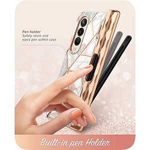 SUPCASE® Cosmo Θήκη για Samsung Z Fold4 5G: Με Προστασίας Οθόνης, Υποδοχή S-Pen, Λεπτή, Συνθετική και Αντοχή στις Πτώσεις Στρατιωτικού Προτύπου (MIL STD 810G 516.6) - Pink Marble - Image 6