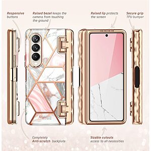 SUPCASE® Cosmo Θήκη για Samsung Z Fold4 5G: Με Προστασίας Οθόνης, Υποδοχή S-Pen, Λεπτή, Συνθετική και Αντοχή στις Πτώσεις Στρατιωτικού Προτύπου (MIL STD 810G 516.6) - Pink Marble - Image 9