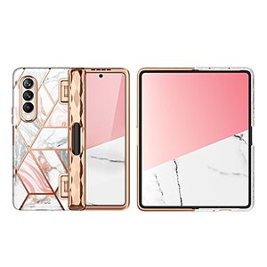 SUPCASE® Cosmo Θήκη για Samsung Z Fold4 5G: Με Προστασίας Οθόνης, Υποδοχή S-Pen, Λεπτή, Συνθετική και Αντοχή στις Πτώσεις Στρατιωτικού Προτύπου (MIL STD 810G 516.6) - Pink Marble - Image 10