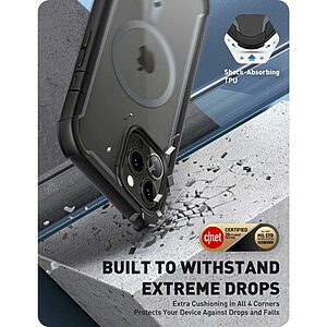SUPCASE® i-Blason Ares MagSafe 360°: Πλήρης Προστασία iPhone 14 Pro Max με Ανθεκτική Θήκη Πλαστικού & Τζαμιού - Πιστοποίηση Αντοχής MIL-STD 810G-516.6 - Black Transparent - Image 5