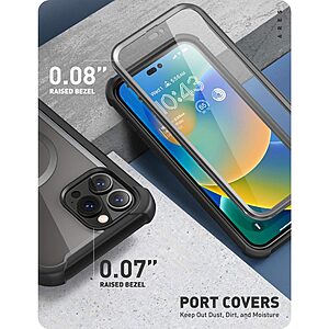SUPCASE® i-Blason Ares MagSafe 360°: Πλήρης Προστασία iPhone 14 Pro Max με Ανθεκτική Θήκη Πλαστικού & Τζαμιού - Πιστοποίηση Αντοχής MIL-STD 810G-516.6 - Black Transparent - Image 7