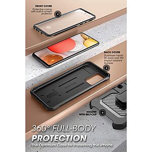 SUPCASE® Unicorn Beetle 360° Pro: Θήκη Samsung Galaxy A52 / A52S με Πρόσοψη Οθόνης, Κλιπ Ζώνης και Πιστοποίηση Αντοχής MIL-STD 810G-516.6 - Black - Image 4