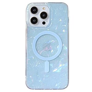 Θήκη iPhone 13 Pro Max OEM Shell Pattern Series συμβατό με Magsafe φορτιστή Transparent Πλάτη TPU γαλάζιο