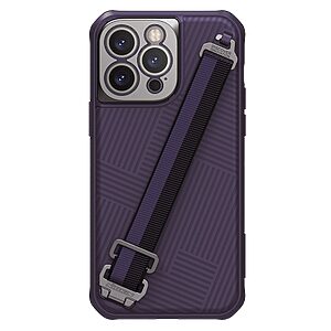 Θήκη iPhone 14 Pro Max NiLLkin Strap Case Series Πλάτη με Ειδική Λαβή για κράτημα από σκλήρό Premium TPU μωβ