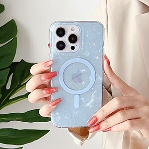 Θήκη iPhone 14 Pro Max OEM Shell Pattern Series συμβατό με Magsafe φορτιστή Transparent Πλάτη TPU λευκό - Image 3