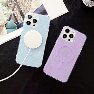 Θήκη iPhone 14 Pro Max OEM Shell Pattern Series συμβατό με Magsafe φορτιστή Transparent Πλάτη TPU λευκό - Image 4