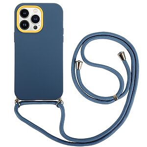 Θήκη iPhone 14 Pro Max OEM Soft Silicone Sockproof v2 πλάτη με κορδόνι από αντικραδασμικό TPU μπλε