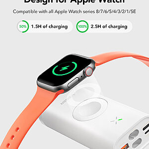 Power Bank Veger (W1162S) - Mini Fast Charge MagFan 10000mAh + ασύρματη φόρτιση Apple Watch