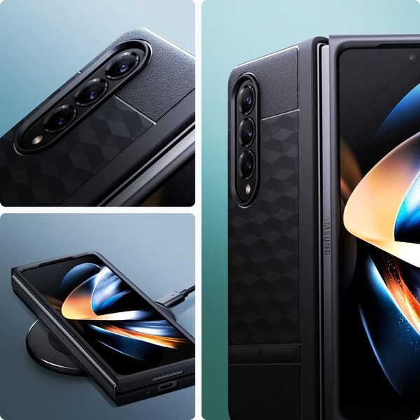 caseology parallax spigen silicone case samsung galaxy z fold5 5g camera protection matte black 3