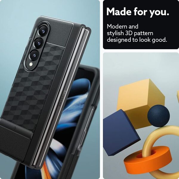 caseology parallax spigen silicone case samsung galaxy z fold5 5g camera protection matte black 4