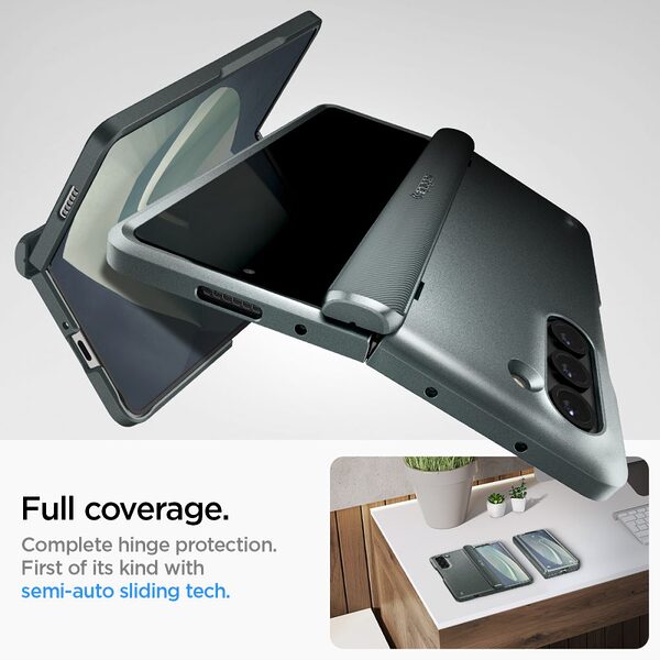 spigen slim armor pro galaxy z fold5 5g high quality protection military standard abyss green 2