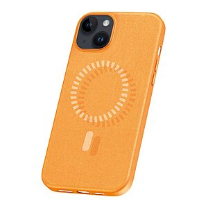 Θήκη iPhone 15 Baseus Fauxther Series Silicone Sockproof συμβατό με Magsafe φορτιστή Πλάτη TPU πορτοκαλί