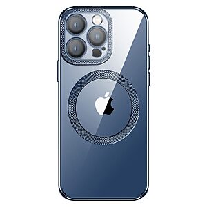 Θήκη iPhone 15 KSTDESIGN Magnetic Metal Frame Series συμβατό με Magsafe φορτιστή Transparent Πλάτη TPU μπλε σκούρο