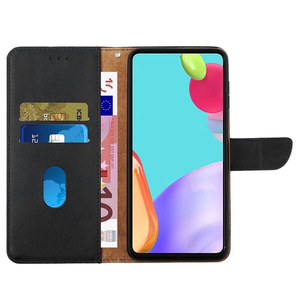 υποδοχές καρτών και μαγνητικό κούμπωμα Flip Wallet από αυθεντικό δέρμα μαύρο