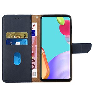 υποδοχές καρτών και μαγνητικό κούμπωμα Flip Wallet από αυθεντικό δέρμα μπλε