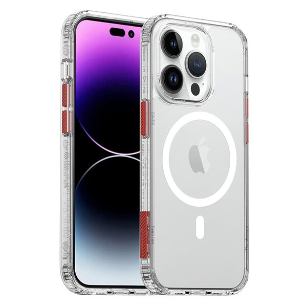 Θήκη iPhone 15 Mad Mask Magnetic Four Corners Airbag συμβατό με Magsafe φορτιστή Transparent Πλάτη TPU