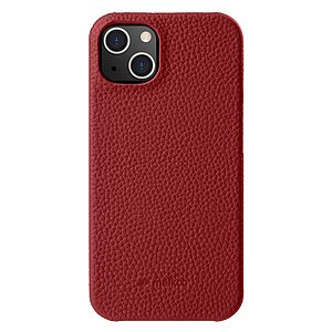 Θήκη iPhone 15 MELKCO Πλάτη Shock-Proof από Premium αυθεντικό δέρμα Genuine Cowhide κόκκινο