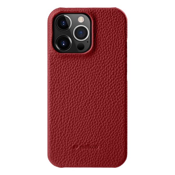Θήκη iPhone 15 Pro Max MELKCO Πλάτη Shock-Proof από Premium αυθεντικό δέρμα Genuine Cowhide κόκκινο