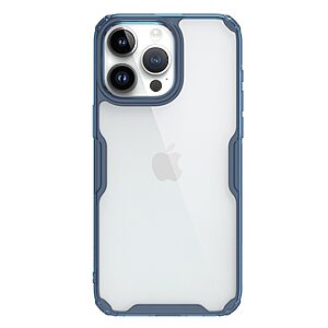 Θήκη iPhone 15 Pro Max NiLLkin Nature Pro Series Silicone Sockproof Transparent Πλάτη TPU μπλε