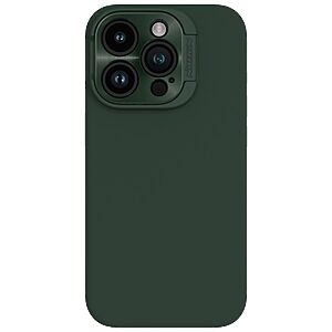Θήκη iPhone 15 Pro Max NiLLkin Lenswing Series με ειδικό στήριγμα στην κάμερα Silicone Sockproof συμβατό με Magsafe φορτιστή Πλάτη TPU πράσινο