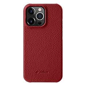 Θήκη iPhone 15 Pro MELKCO Πλάτη Shock-Proof από Premium αυθεντικό δέρμα Genuine Cowhide κόκκινο