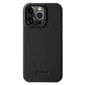 Θήκη iPhone 15 Pro MELKCO Πλάτη Shock-Proof από Premium αυθεντικό δέρμα Genuine Cowhide μαύρο
